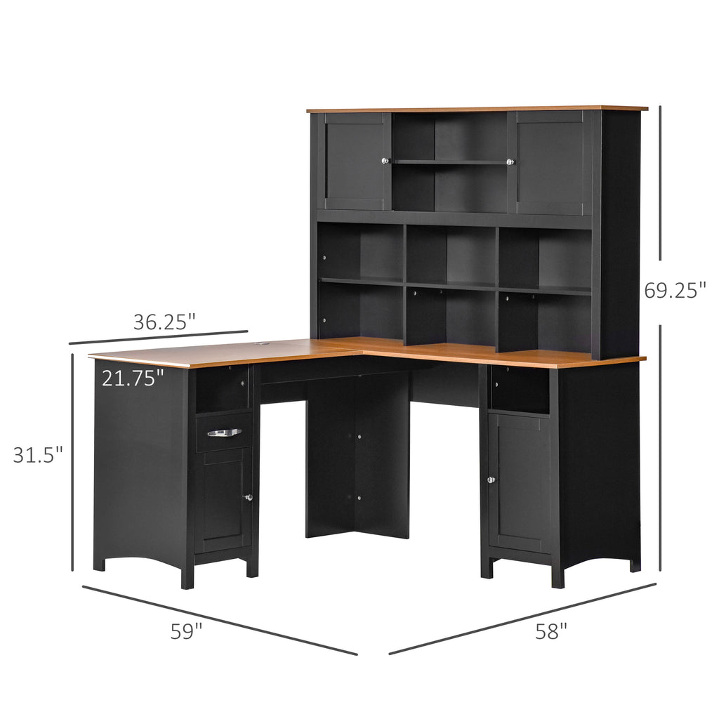 L Shaped Computer Desk with Hutch