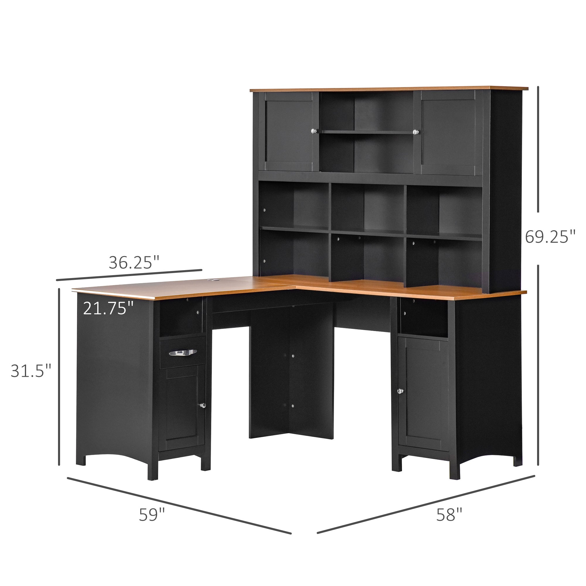 L Shaped Computer Desk with Hutch