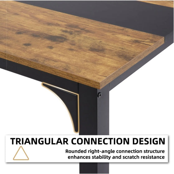 Computer Desk Large Office Desk, 59.8 Inch   70.9 Inch Gaming Desk Writing Desk Work Desk For Home Office, Study, Modern Simple Wooden Desk, Large Legroom, Metal Frame, Rustic Black