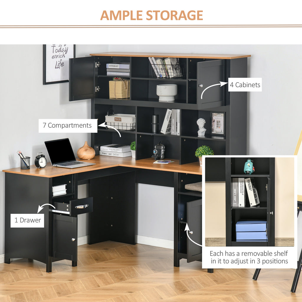 L Shaped Computer Desk with Hutch