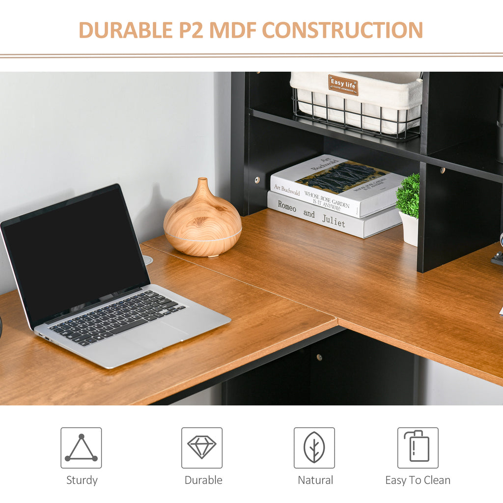 L Shaped Computer Desk with Hutch